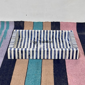 Bandeja de Servicio Móvil de Diseño Moderno con Incrustaciones de Hueso, de Calidad Premium, Decorativa y de Lujo para Mesa de Centro, por Tradebyd - Product Image 2