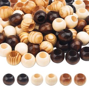 Perles en bois rondes naturelles à rayures, design élégant, perles intercalaires lâches pour la fabrication de bijoux DIY et l'artisanat - Product Image 4