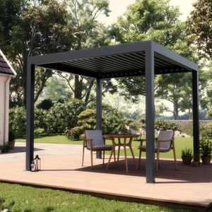 Pergola bioclimatique motorisée en aluminium, résistante à la pluie, à lames orientables, design écologique et respirant, structure thermolaquée, pour balcon - Product Image 3