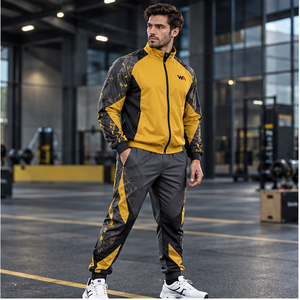 Chaqueta Deportiva Sublimada Personalizada para Hombre, Amarillo y Gris, con Cremallera Completa, Traje Deportivo para Calentamiento, Transpirable, Corte Regular, OEM - Product Image 2