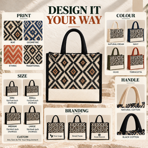 Sacs de courses en jute de qualité supérieure |   Sac fourre-tout en toile écologique avec poche zippée, logo personnalisé imprimé, poignées en coton doux, 13x14x5 pouces, décontracté, vente en gros - Product Image 5