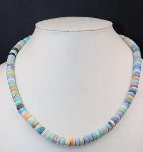 Collier en argent 925 avec opales multicolores lisses en forme de rondelle, perles d'opale multicolores, style minimaliste - Product Image 3