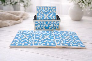 Elegant Bone Inlay Serving <b>Coaster</b> Set Luxury Handmade <b>Drink</b> Protection Home Furnishing Accessory Premium - Product Image 1