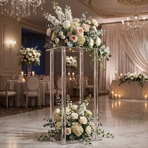 Soporte de Flores de Acrílico Transparente para Decoración de Bodas, Exhibidor de Flores de Acrílico Transparente para Mesa de Boda - Product Image 3