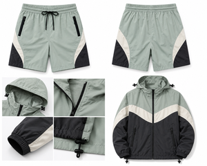 Conjunto de Pantalones Cortos y Chaqueta Cortavientos con Capucha, Premium, Ligero, de Secado Rápido, para Verano, Casual, Deportivo, Diseño Personalizado - Product Image 6