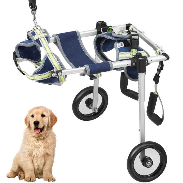 Lightweight Adjustable 2-Wheel Manual Pet Wheelchair Assisting Healing Dog Cart for Injured Disabled Paralysis Hind Limb Weak XS