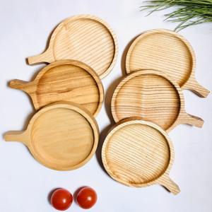 Vintage Ash Wood Round <b>Coaster</b> with Handle Eco-Friendly Natural <b>Drink</b> Mat - Product Image 1