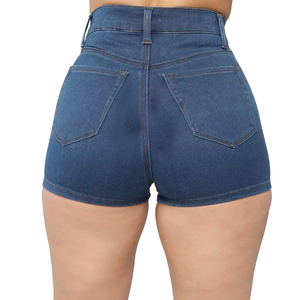 Best Price Eco-Friendly <b>High</b> <b>Waist</b> Sporty Denim <b>Shorts</b> for Women Summer Regular Fit Drawstring Closure Custom Belt <b>Jeans</b> - Product Image 4