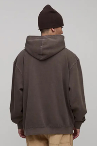 Custom <b>Men</b> Hoodies Oversized Brown Cotton Blend Pullover Drop Shoulder Front <b>Pouch</b> Pocket Sweatshirts Autumn Wear Private Label - Product Image 3