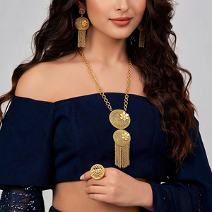 Wholesale 14K18K24K Gold Plated Dubai Style <b>Long</b> Jewelry Set Turkish Design Jewelry Set Fashion Gold Filled Jewelry Oro Joyeria - Product Image 2