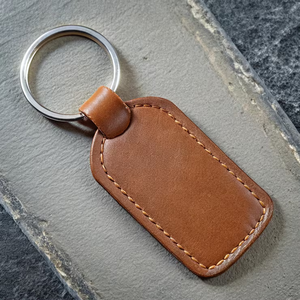 Leather Key Chain Brown Stitched Design <b>Custom</b> Best Quality Leather <b>Keychain</b> with <b>Custom</b> Logo - Product Image 1