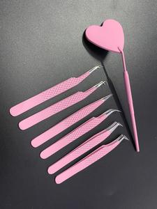 Pinza para Pestañas Color Rosa Bebé con Punta Plateada, Acero Inoxidable, Impresión de Logotipo Personalizado, Instrumento de Belleza Profesional - Product Image 5