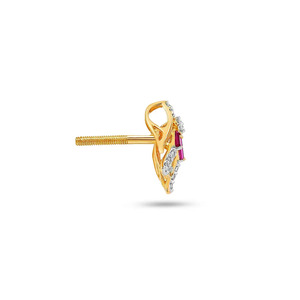 ต่างหูเพชรทรงพัดรูปออโรร่าสีทอง - Product Image 3