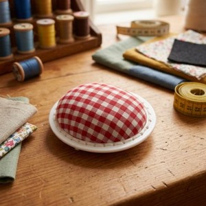 AA0281 Wrist <b>Pin</b> Cushion with hook & Loop | Round Checkered <b>Pin</b> Cushion <b>Sewing</b> Accessory Simple Textile Portable Convenient - Product Image 6