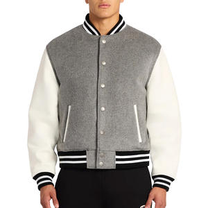 Soft Polyester/Cotton Men's Letterman Jacket Stand Collar Front Logo Reversible Windproof Winter Custom Wear Plain Color <b>Fleece</b> - Product Image 3