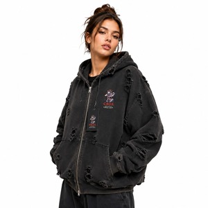 Best Brand <b>Name</b> Women Distressed <b>Hoodie</b> Offering Superior Comfort Modern Design Soft Fabric Relaxed Fit And Trendy Everyday - Product Image 5