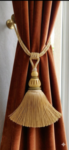 Traditional Cotton Tassel Tieback with Wooden Finial for <b>Curtain</b> Accessories - Product Image 2