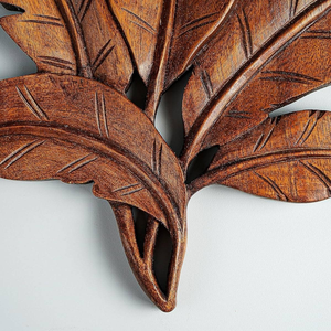 Handcrafted <b>Wooden</b> Leaf Wall Art Decorative Carved Leaf Sculpture Rustic Botanical Home Decor for Living Room Bedroom Office - Product Image 2