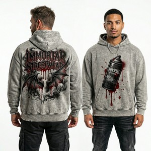 Sudadera con Capucha Morada Desgastada para Hombre, Estampado de Vampiro del Zodíaco, Ciclo Eterno, Estilo Urbano, Lavado Vintage, Sudadera con Gráfico del Cosmos Místico - Product Image 2