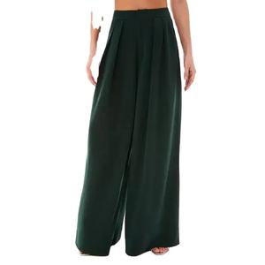 Women's Spring Flat Casual Formal Full-Length Skinny Cotton Straight Trousers Elastic Waist Closure Twice Breathable Woven - Product Image 1