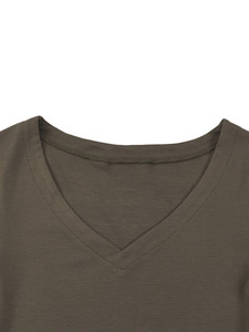 T-shirt essenziale da donna slim fit con scollo a V, T-shirt basic da donna con scollo a V, T-shirt in cotone aderente con scollo a V, Top casual a maniche corte con scollo a V - Product Image 5