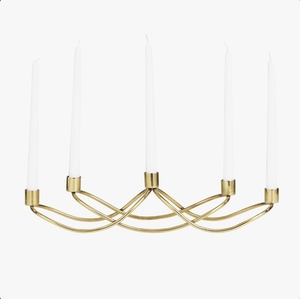 Support de bougies en laiton moderne en forme de vague, chandelier multiple sculptural, centre de table décoratif pour salle à manger, vente en gros - Product Image 1