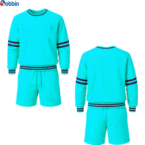 Conjunto de Pantalones Cortos de Punto Rojos de 2 Piezas Estilo Hip Hop, Cuello Redondo, Manga Larga, Color Sólido, Ropa Deportiva Informal Unisex, Transpirable para Primavera/Verano - Product Image 6