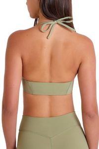 Soutien-gorge de sport vert olive à bretelles croisées, maintien élevé, haut d'entraînement, design sans coutures - Product Image 5