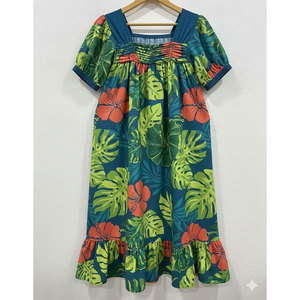 Vestido Mumu con Diseño Tribal para Mujer, Impresión Sublimada Personalizada, Poliéster Estampado Floral Polinesio de Micronesia, Cintura Natural, Ecológico - Product Image 4