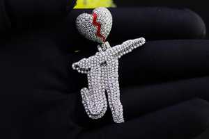 Colgante de Letra Hip Hop Iced Out con Corazón Roto de Moissanita, Plata de Ley 925, Amuleto Unisex, Regalo - Product Image 5