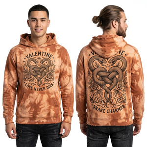 Sweat à capuche pour homme Eternal Devotion Skull Rose, style streetwear tie-dye, motif graphique style tatouage personnalisé, en molleton épais - Product Image 3