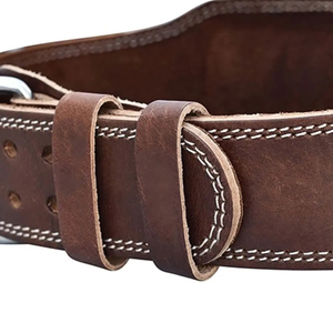 Custom Logo Leather Weightlifting Belt with Steel Buckle, <b>Adjustable</b> Heavy Duty Support for Gym, Deadlift, Powerlifting - Product Image 3
