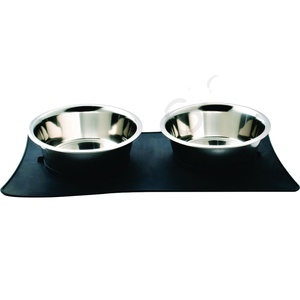 Stainless Steel Pet Bowls & Feeders Antiskid Pet Food Bowls for <b>Dogs</b> & Cats Suction <b>Mat</b> Double Diner Bowl Set - Product Image 1