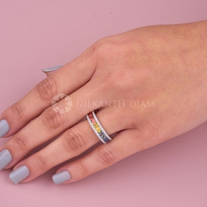New Design Princess Cut Multi Color Stone Diamond <b>ring</b> with IGI Certified & VVS Clarity for Women from <b>Indian</b> Supplier - Product Image 2