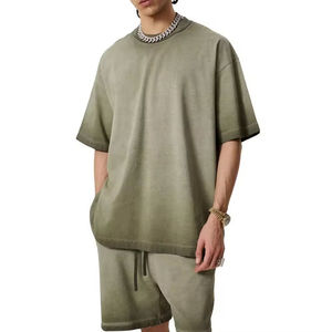 Men Factory Price Summer Acid Wash T Shirt Shorts <b>Set</b> Cotton Casual Streetwear Matching Outfit Loose Fit summer <b>sets</b> - Product Image 6