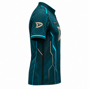 Jersey de Esports con Cierre de Cremallera, Color Verde Azulado Oscuro, Panel de Malla con Diseño de Circuito, Uniforme Sublimado para Equipo de Gaming, Jugador 23, Hombre - Product Image 4