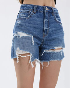 Shorts de Mezclilla Rectos Desgastados de Alta Calidad para Mujer, Ropa Casual de Verano, Elegantes, Modernos y Cómodos, de Cintura Alta - Product Image 5
