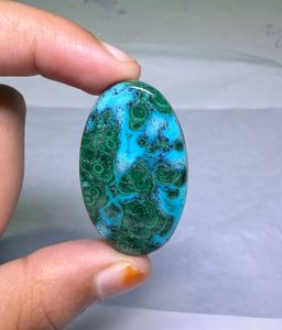 Prix de gros Pierre précieuse naturelle Chrysocolle Malachite de haute qualité, taille ovale, pour la fabrication de bijoux, vert, tailles assorties - Product Image 1