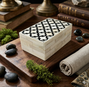 Boîte à bijoux en incrustation d'os vintage faite à la main Keep Shake Functionality Craft Box avec incrustation d'os accentuée - Product Image 1