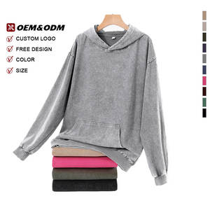 Sudadera con Capucha de Invierno de Alta Calidad, 100% Algodón, Forro Polar Vintage, con Logotipo Personalizado, Lavado Ácido, Teñido Liso, para Hombre - Product Image 3