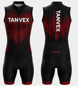 Ensemble de maillot de cyclisme unisexe TANVEX noir et bleu, impression par transfert thermique, écologique, 100% polyester, respirant, anti-transpiration, séchage rapide - Product Image 6