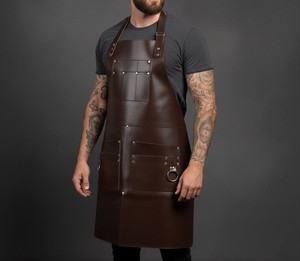 Durable Leather Apron with <b>Tool</b> Pockets for Workshop <b>BBQ</b> Grill Adjustable Straps Wholesale Supplier LPN-0261 - Product Image 1