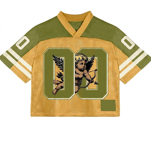 Camiseta de malla con cuello en V estilo boxy Glory Custom, nueva camiseta gráfica de estilo vintage a la moda para uso unisex en la calle y informal. - Product Image 1