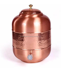 Distributeur d'eau en cuivre martelé avec couvercle anti-fuite et robinet pour un service propre et sain, aux bienfaits pour la santé - Product Image 3