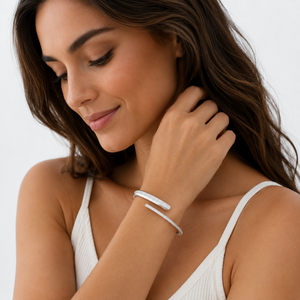 925 Sterling <b>Silver</b> Diamond Open <b>Cuff</b> <b>Bracelet</b> for Women High Polish Minimalist Party Wedding Gift Fine Jewelry - Product Image 1