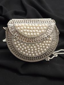 Mosaic Clutch Handbag in Attractive Gold Color Evening Clutch <b>Bag</b> with long metal chain for women wedding ware hand purse - Product Image 3