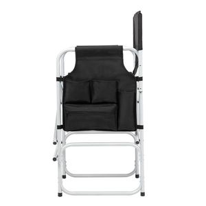 Silver White Iron Pipe Director's Chair with Black Cloth Surface Plastic Sprayed 103*60*499cm 120kg Capacity Easy Carrying - Product Image 4