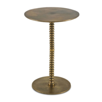 Mesa de Centro Redonda Moderna de Madera de Mango Maciza con Base de Pedestal, Acabado en Nogal, Altura Ajustable, Mueble Ecológico para Sala de Estar