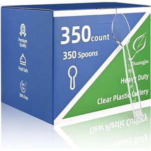 100-<b>Pack</b> BPA-Free Clear Plastic Heavy Duty Disposable Spoons <b>Heat</b> Resistant Catering Utensils Bulk for Events - Product Image 1