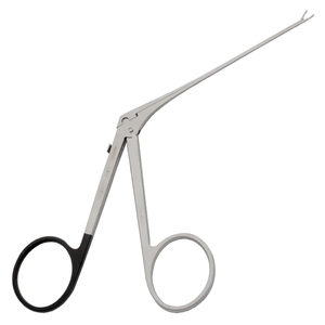 Micro-pince auriculaire 70 mm à mâchoires extra fines dentelées orientées vers le haut, en acier inoxydable, finition noire, instrument chirurgical ORL - Product Image 1
